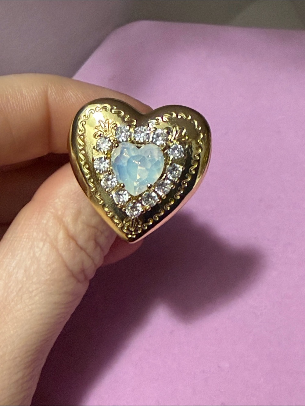 White Opal Polly Locket Ring